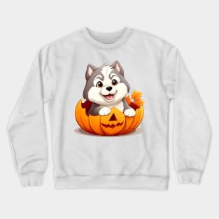 Siberian Husky Dog inside Pumpkin #3 Crewneck Sweatshirt